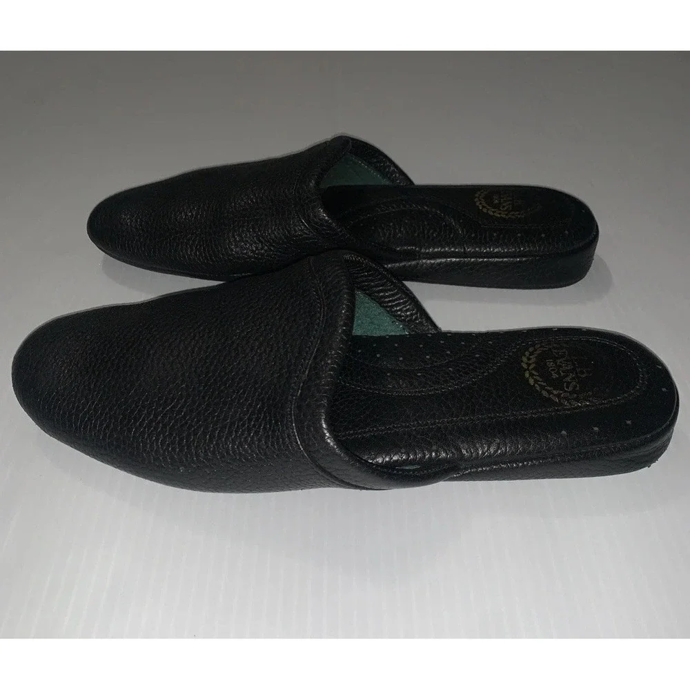 L.B. Evans Aristocrat Scuff Slippers Shoes Mens Size 8M Black Leather Mule House